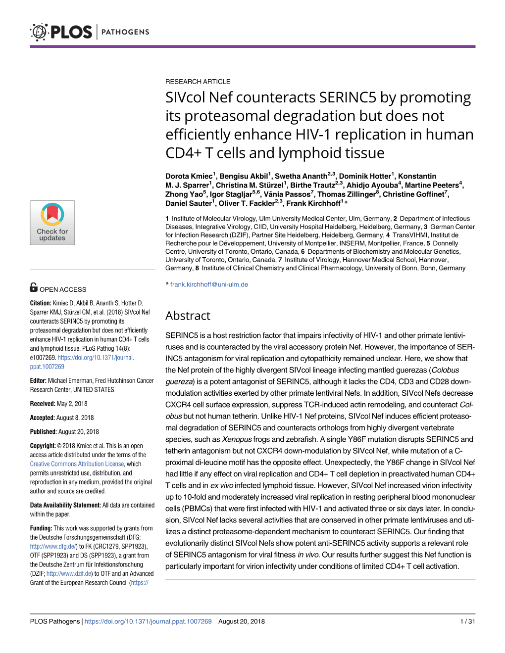 Sivcol Nef Counteracts SERINC5 by Promoting Its Proteasomal Degradation but Does Not Efficiently Enhance HIV-1 Replication in Human CD4+ T Cells and Lymphoid Tissue