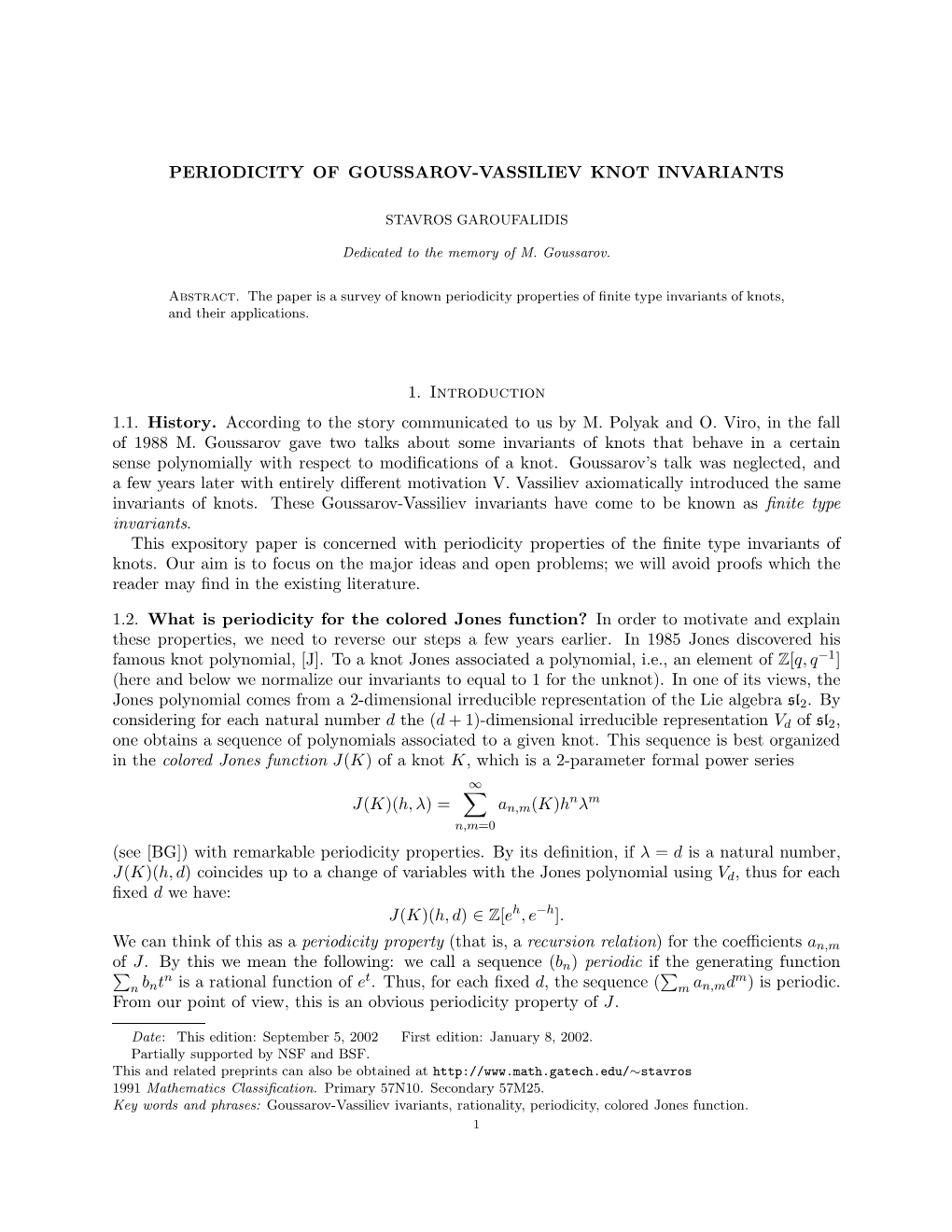 Periodicity of Goussarov-Vassiliev Knot Invariants