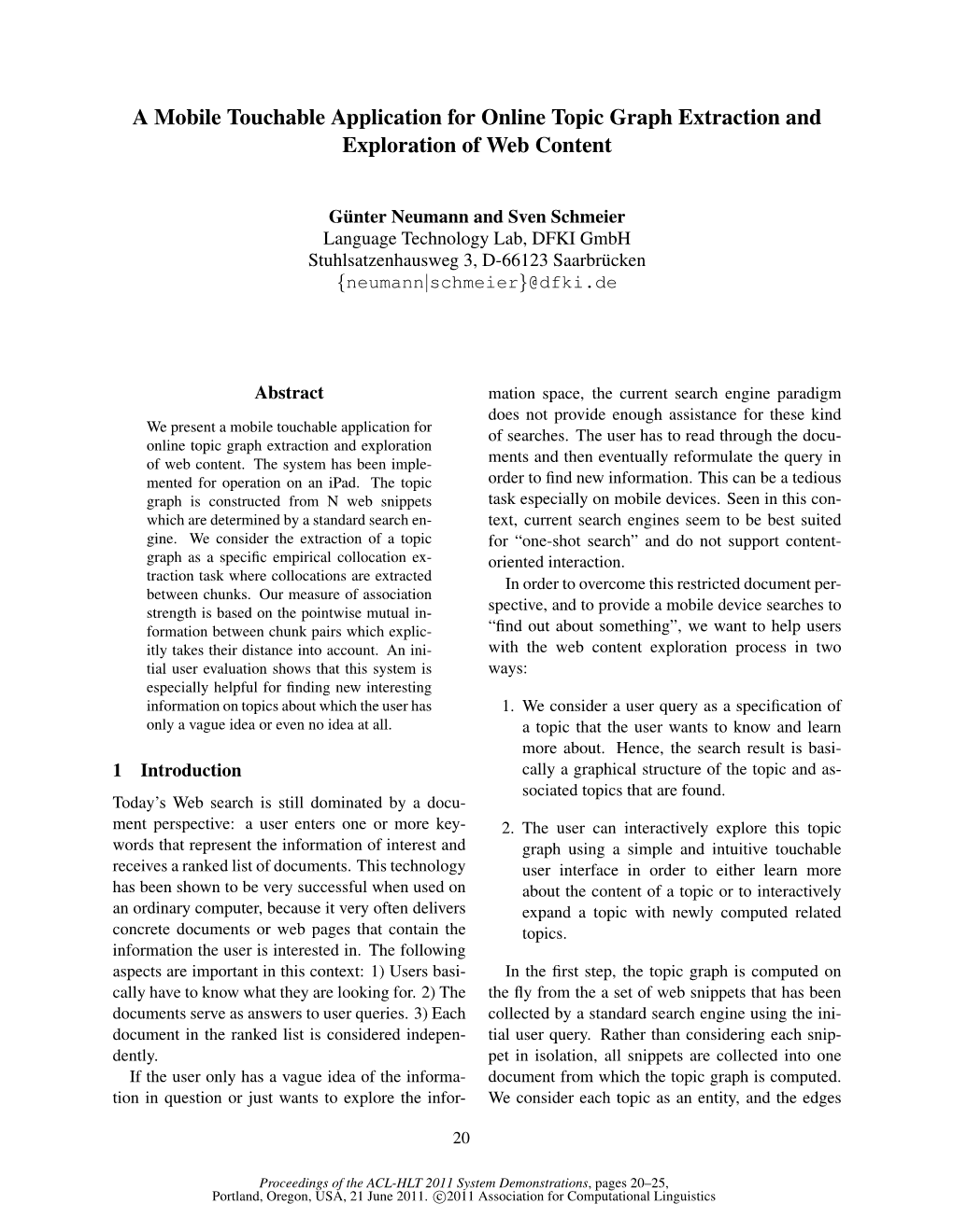 A Mobile Touchable Application for Online Topic Graph Extraction and Exploration of Web Content