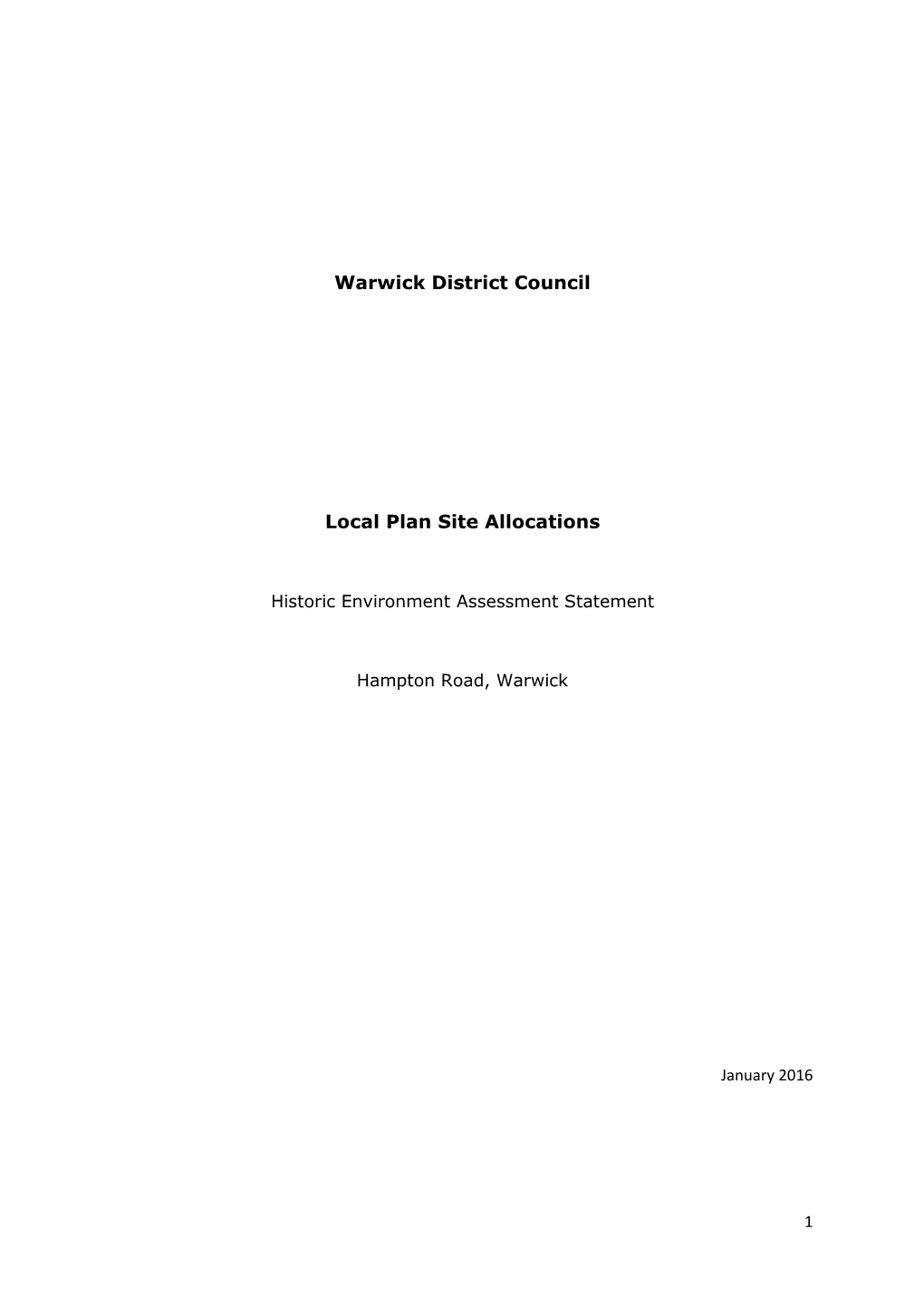 Warwick District Council Local Plan Site Allocations