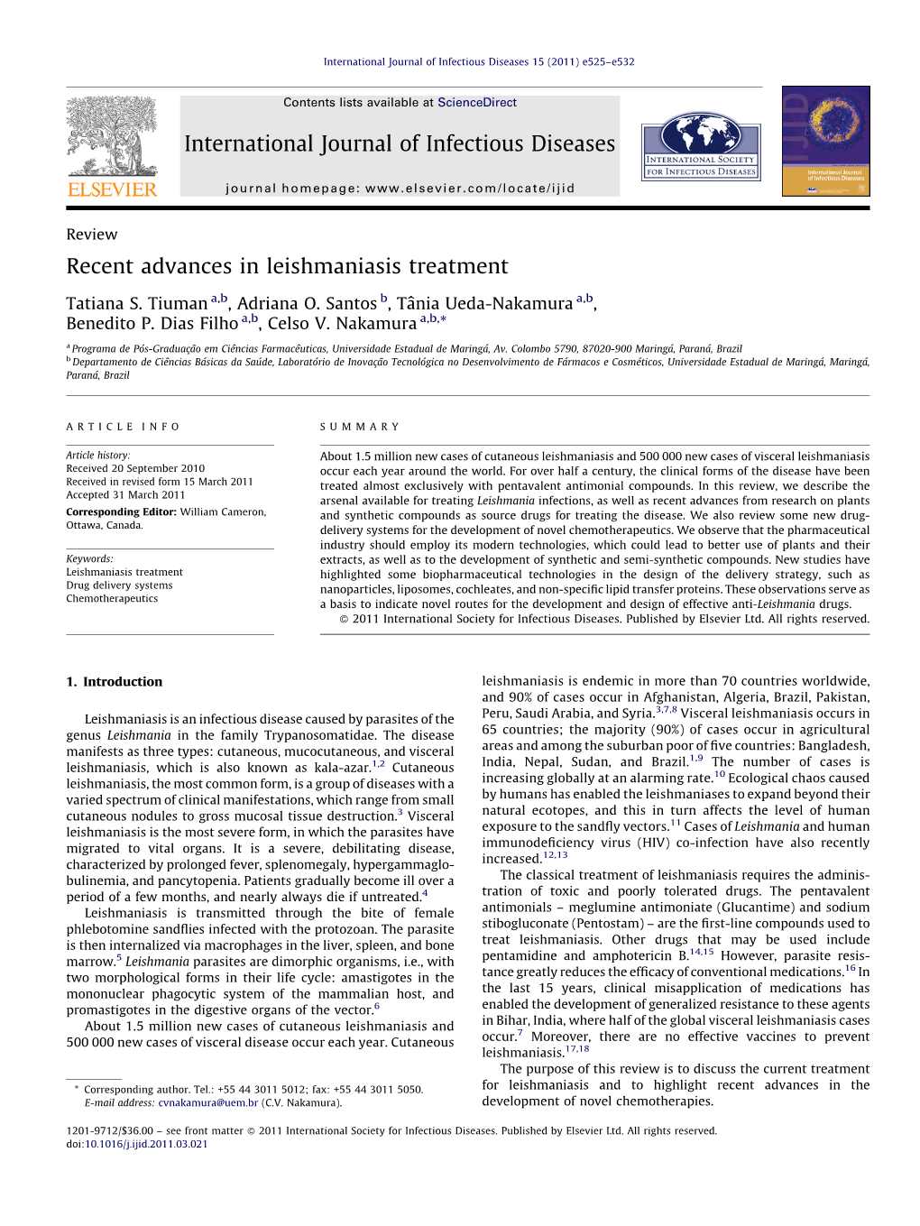 Recent Advances in Leishmaniasis Treatment