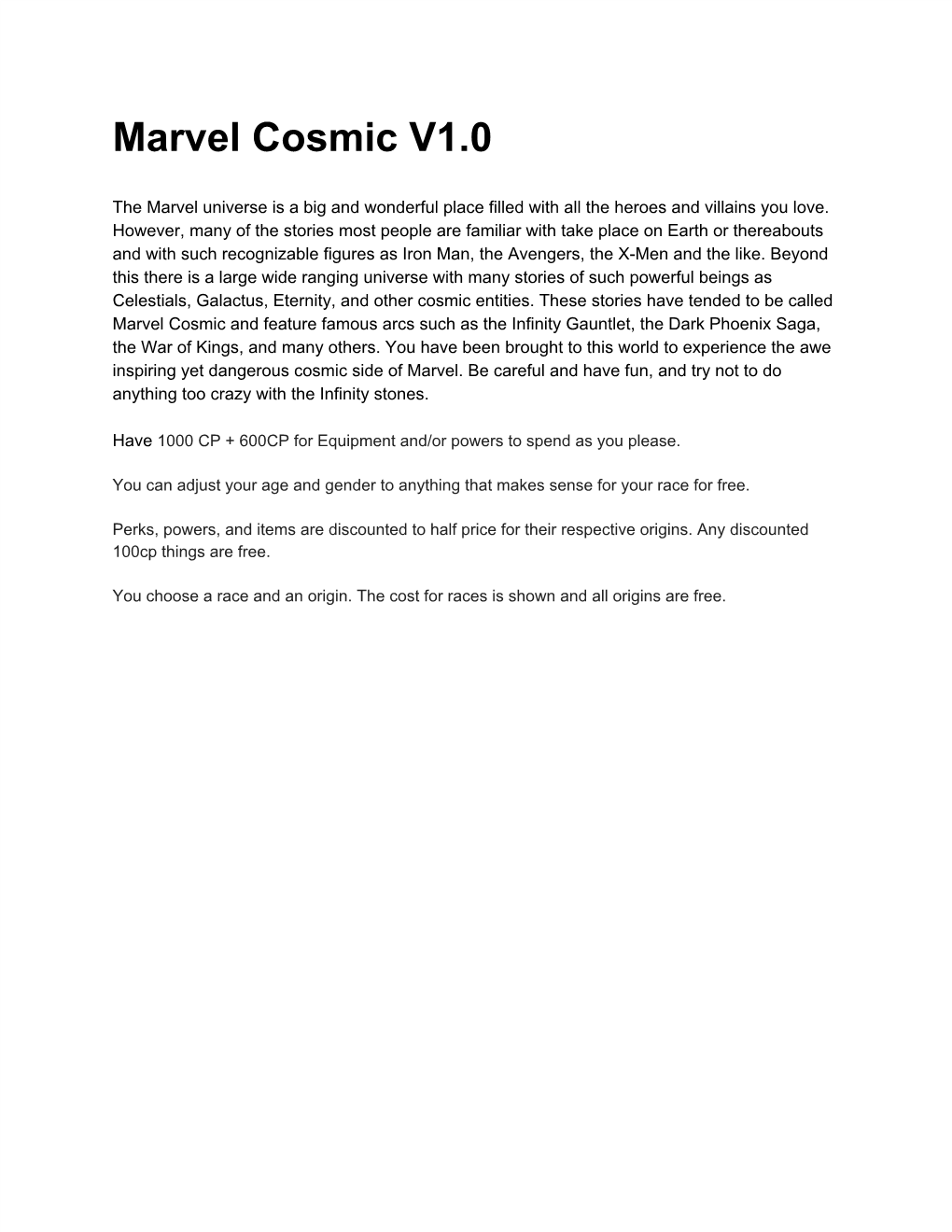 Marvel Cosmic V1.0