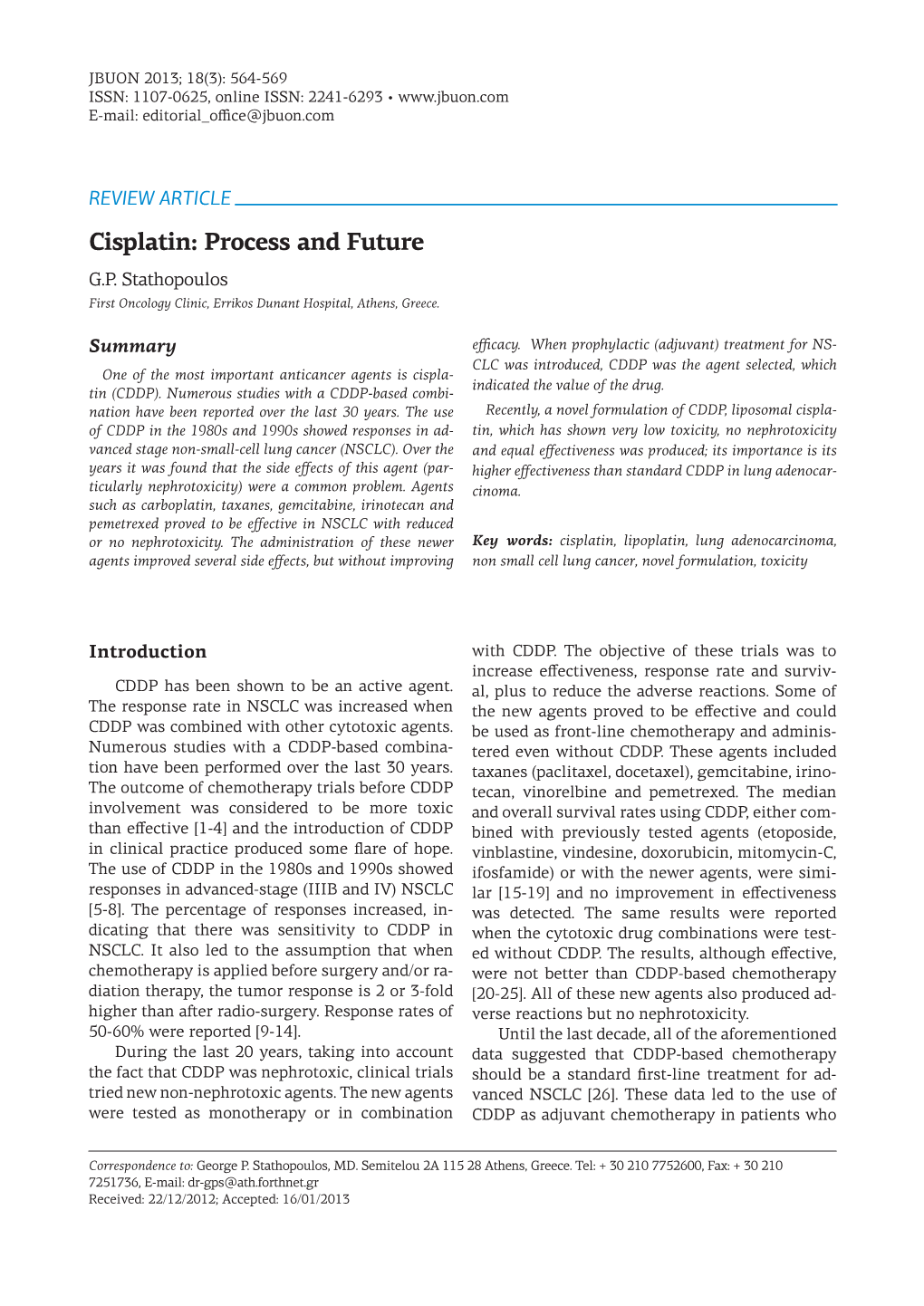 Cisplatin: Process and Future G.P