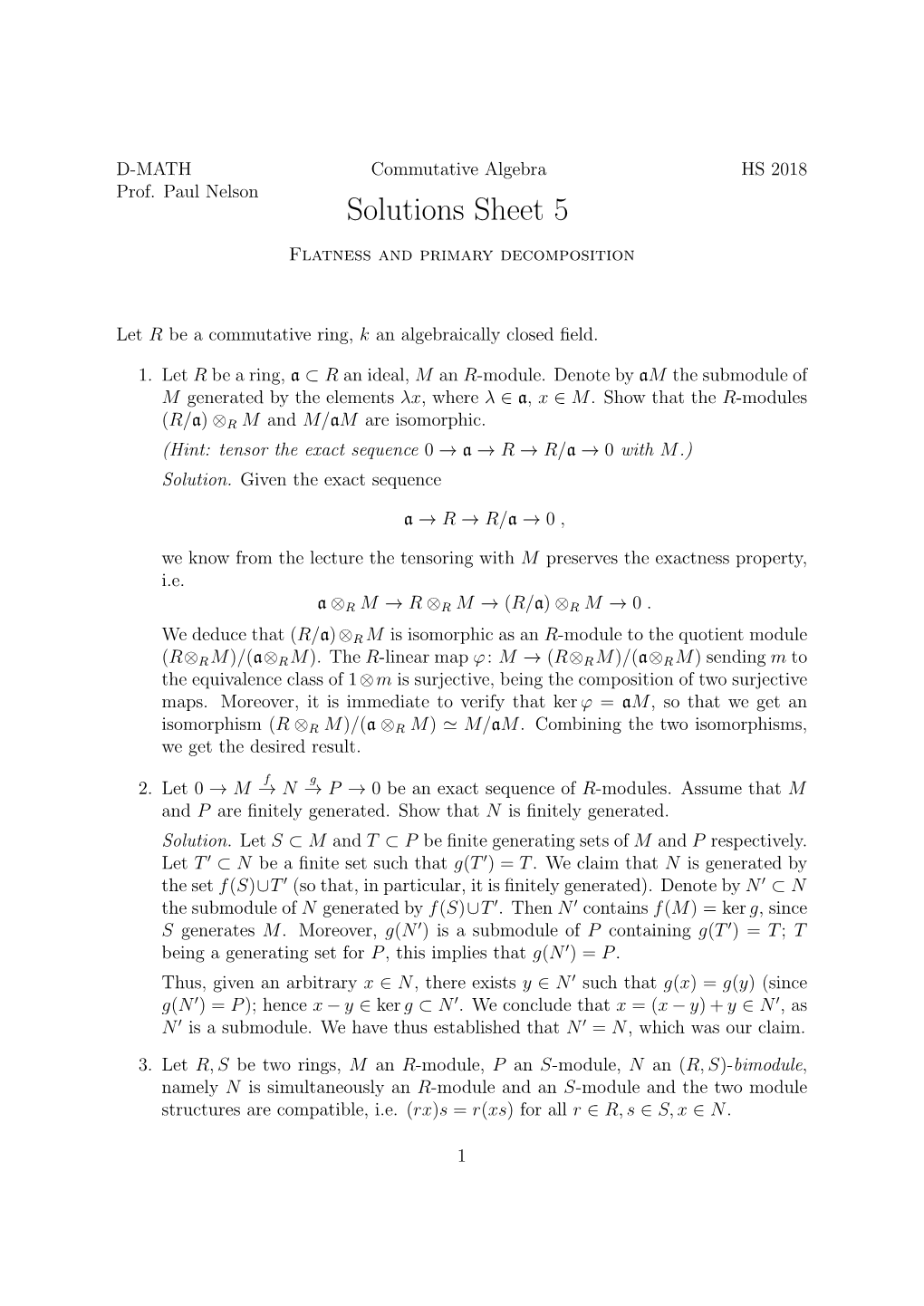 Solutions Sheet 5