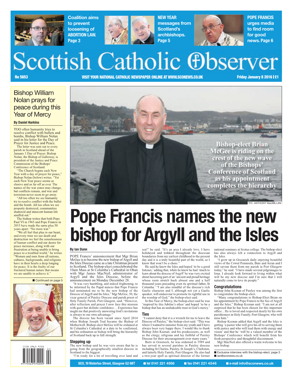 Pope Francis Names the New Bishop for Argyll and the Isles