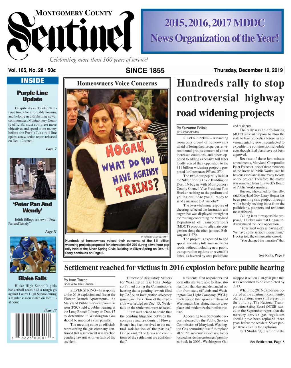 THE MONTGOMERY COUNTY SENTINEL DECEMBER 19, 2019 EFLECTIONS R the Montgomery County Sentinel, Published Weekly by Berlyn Inc