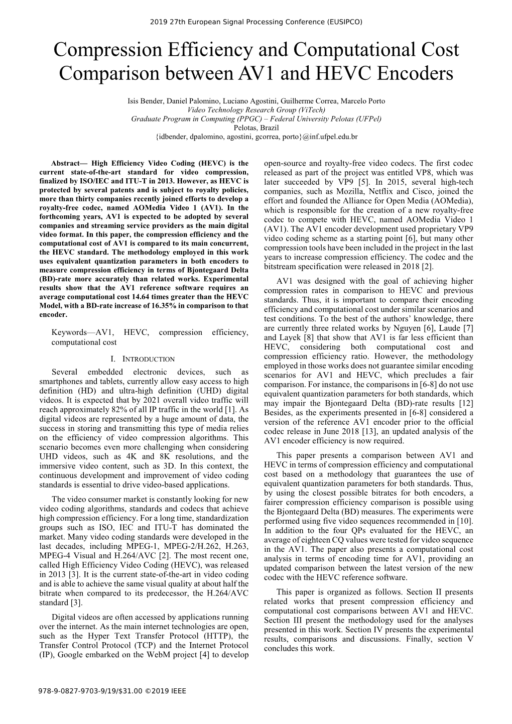 Compression Efficiency and Computational Cost Comparison Between AV1 and HEVC Encoders