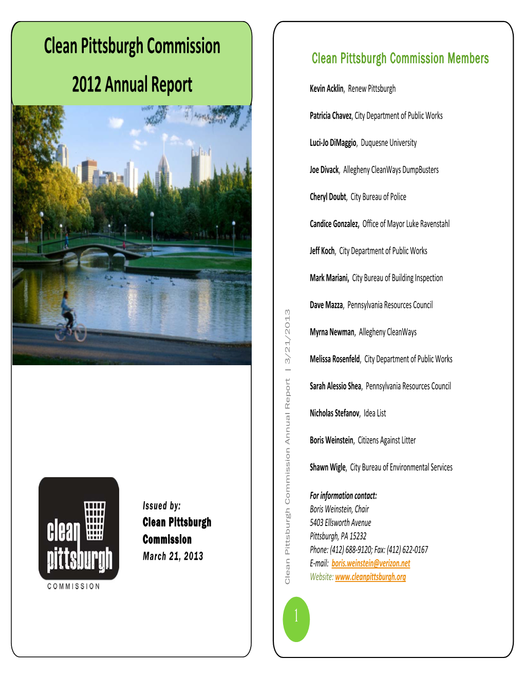 Clean Pittsburgh Commission 2012 Annual Report