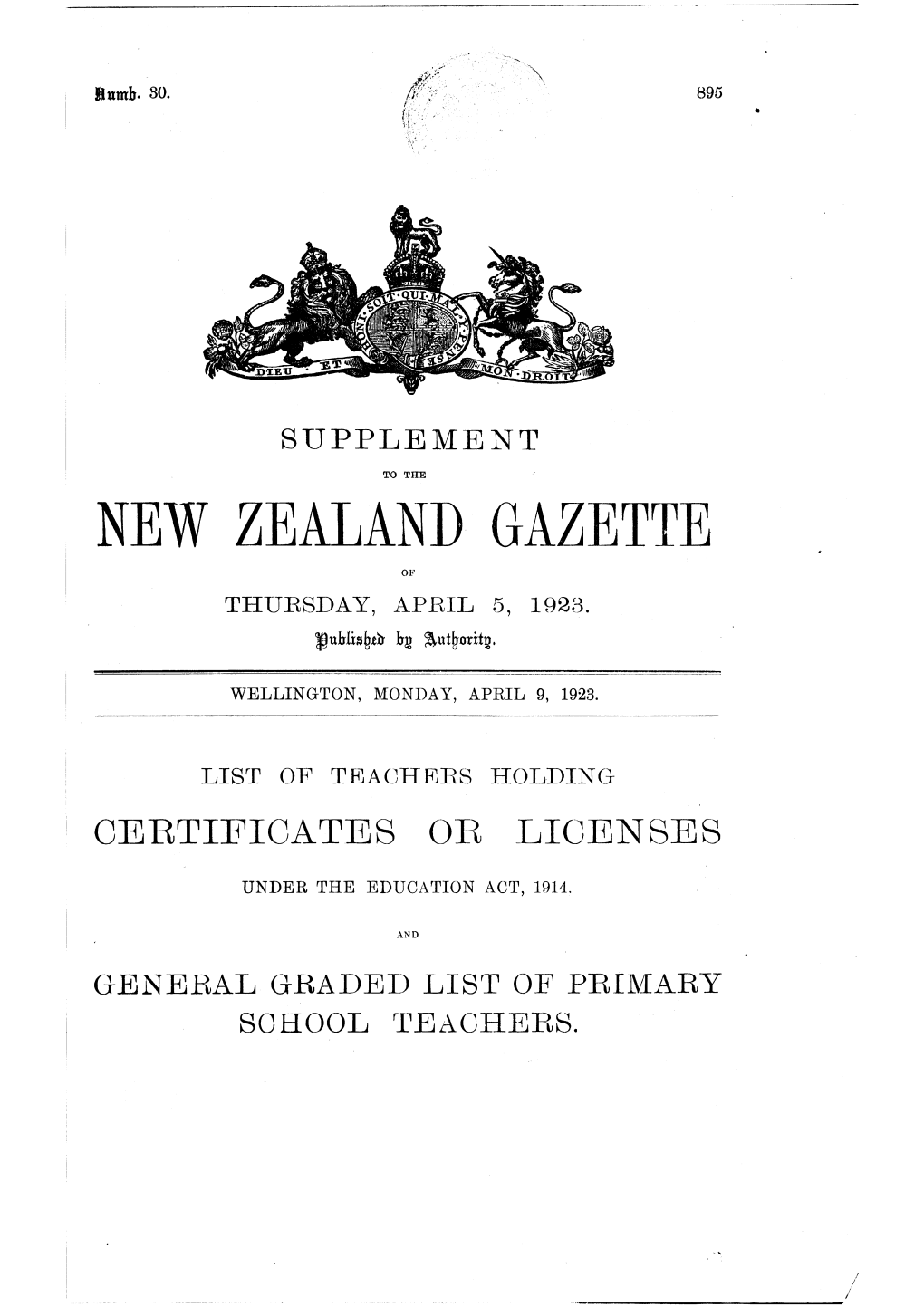 New Zealand Gazette of Thubsday, April 5, 192:-3
