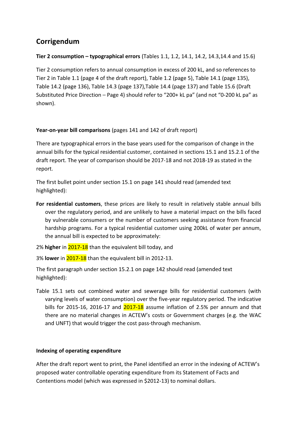 Tier 2 Consumption Typographical Errors (Tables 1.1, 1.2, 14.1, 14.2, 14.3,14.4 and 15.6)