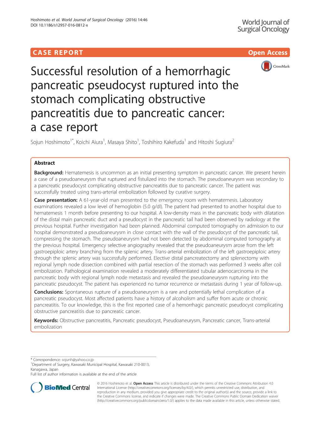 Successful Resolution of a Hemorrhagic Pancreatic Pseudocyst