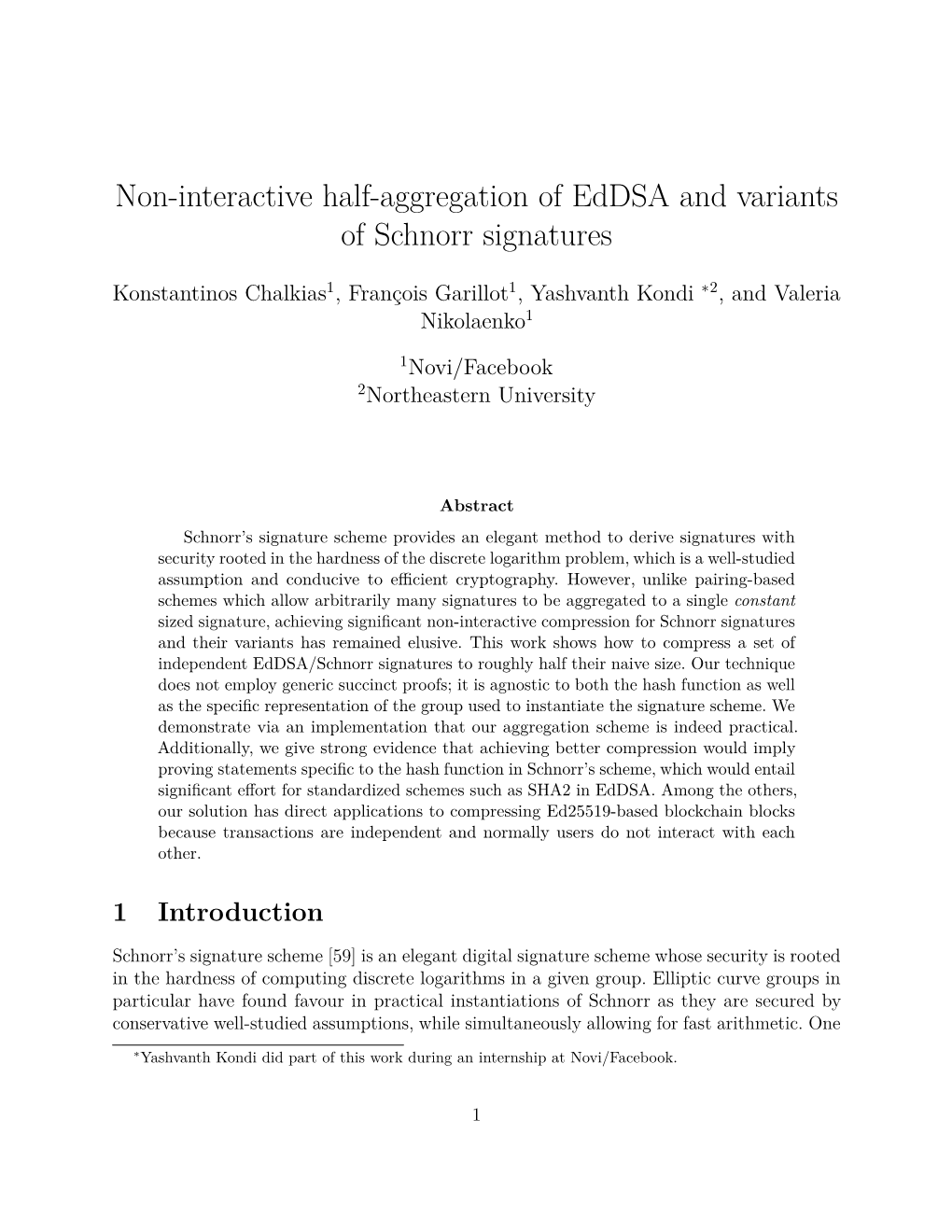 Non-Interactive Half-Aggregation of Eddsa and Variants of Schnorr Signatures