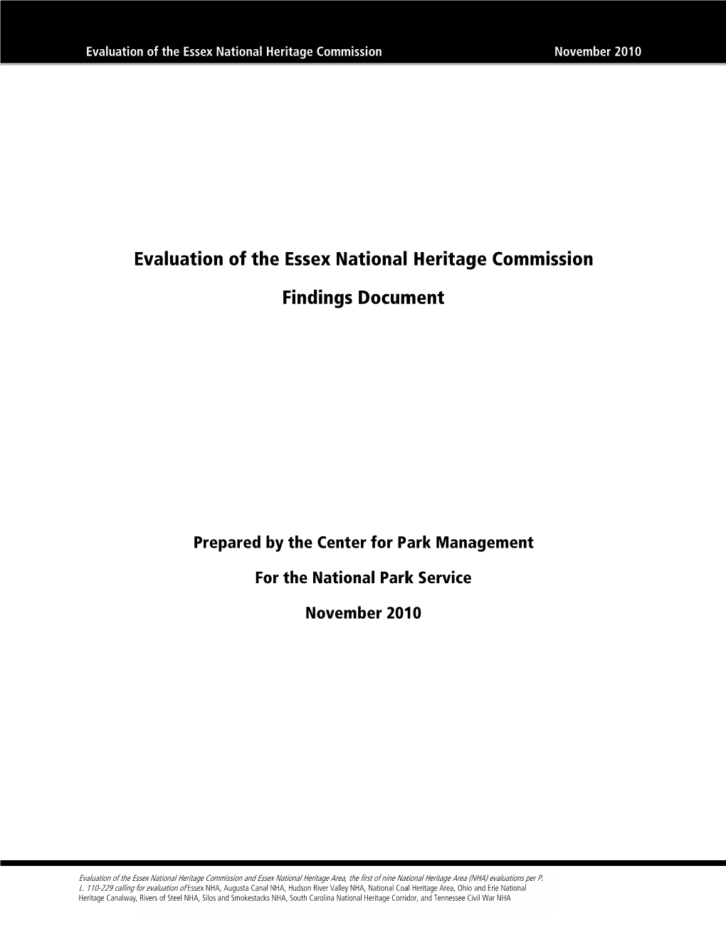 Essex National Heritage Area Evaluation Findings