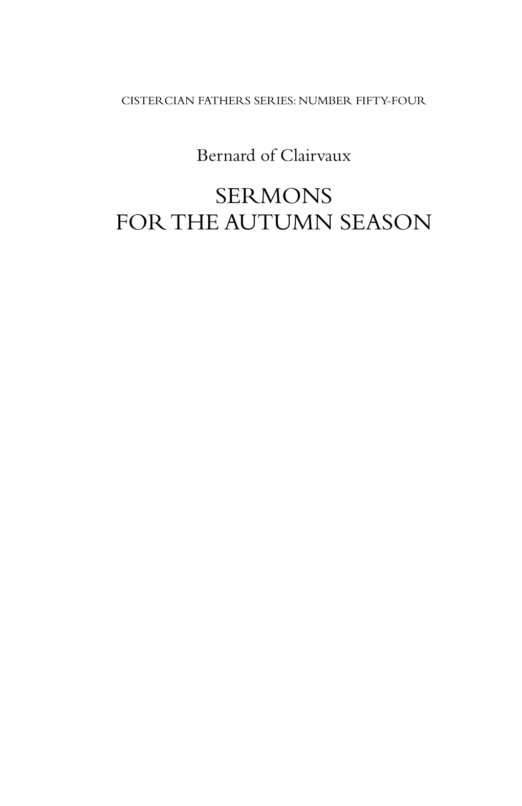 Sermons for the Autumn Season