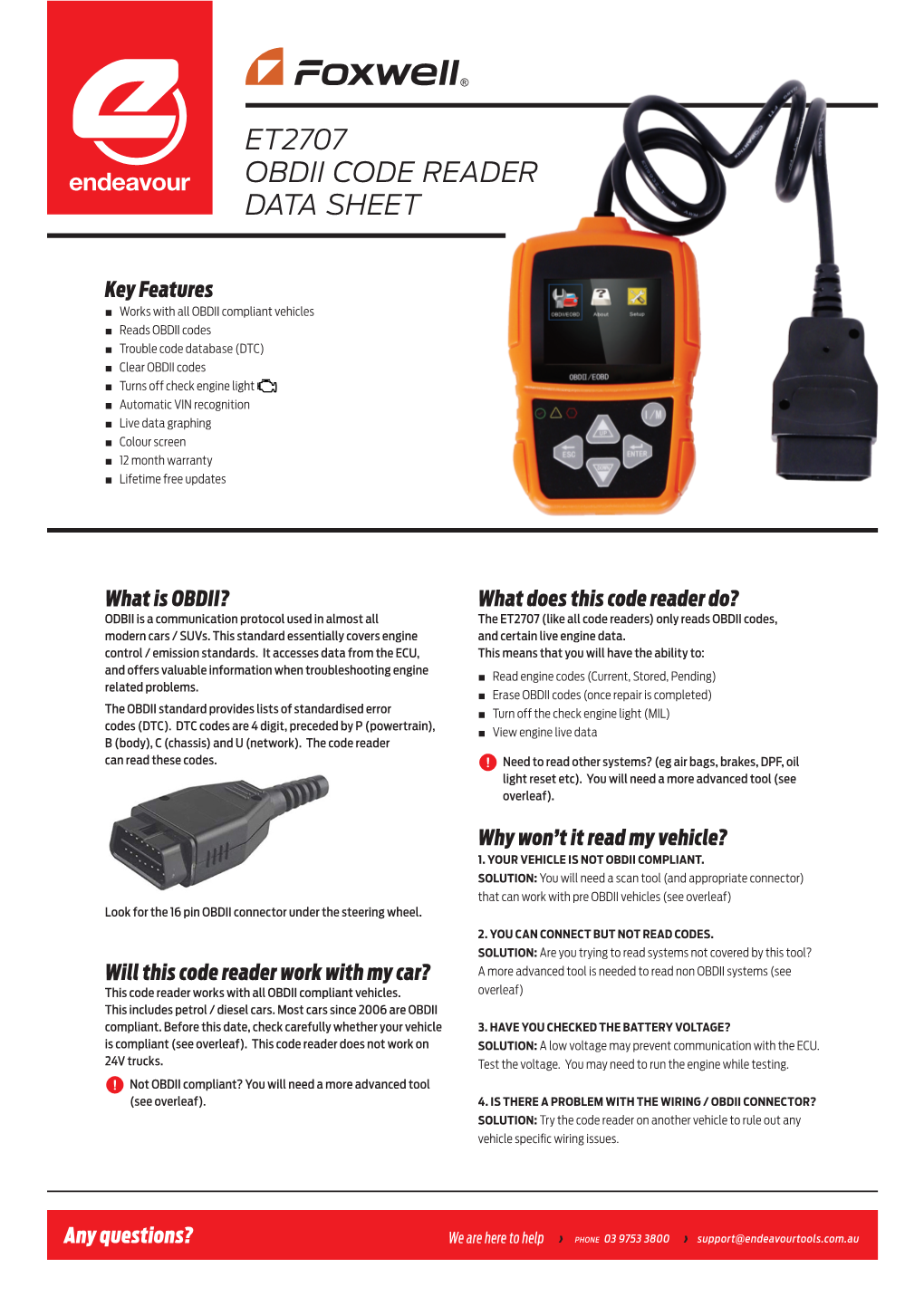 Et2707 Obdii Code Reader Data Sheet