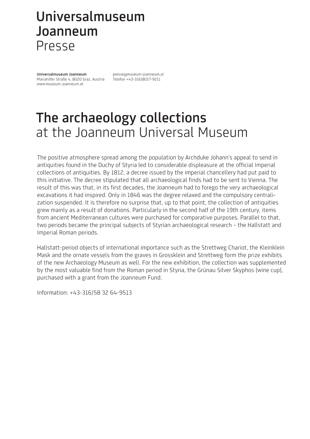 The Archaeology Collections at the Joanneum Universal Museum