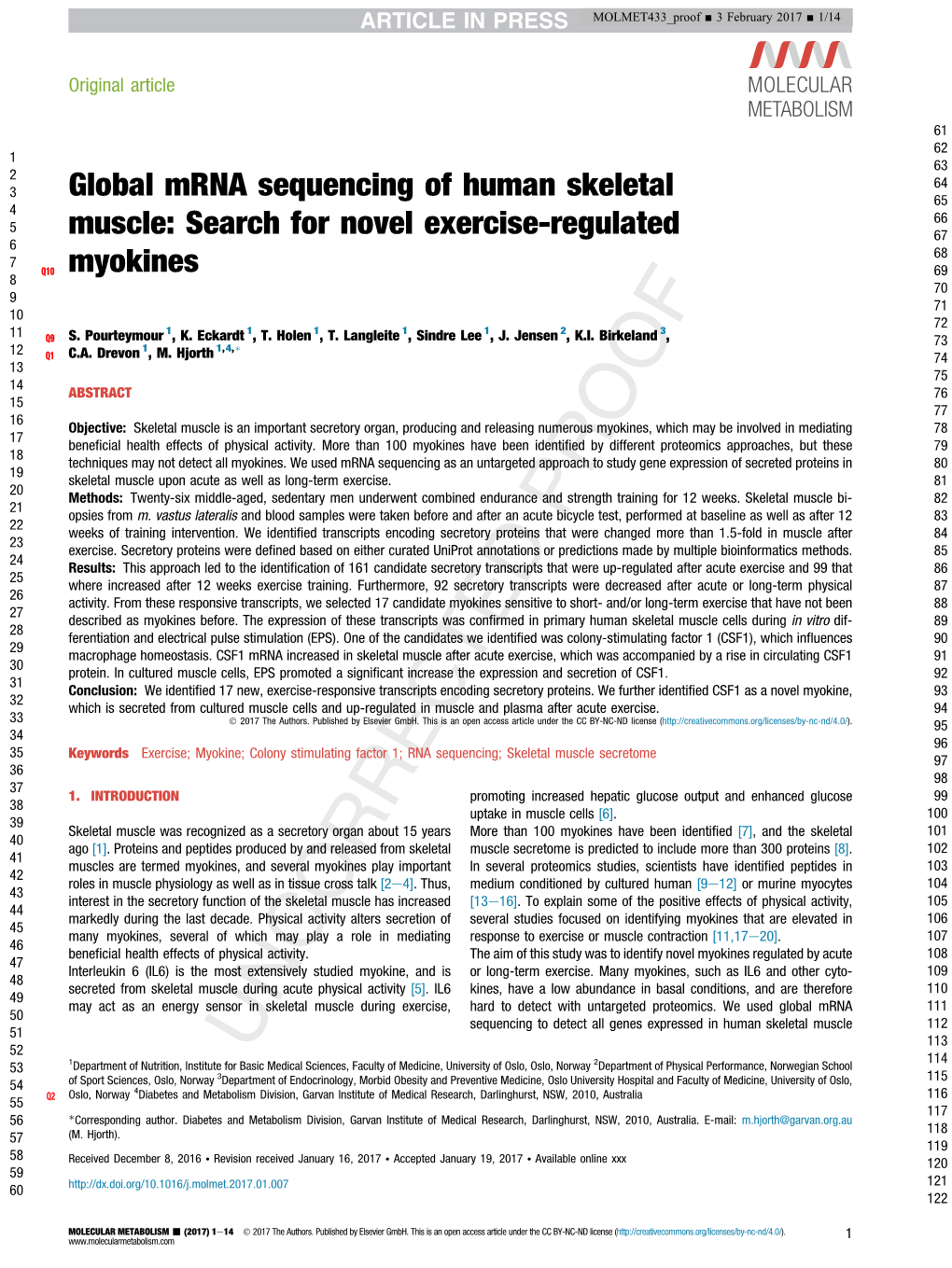 Global Mrna Sequencing of Human Skeletal Muscle