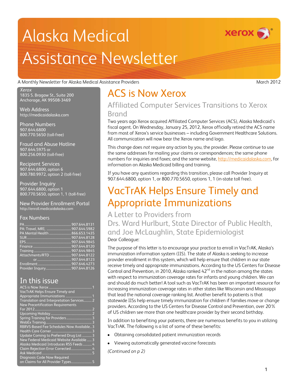 Alaska Medical Assistance Newsletter