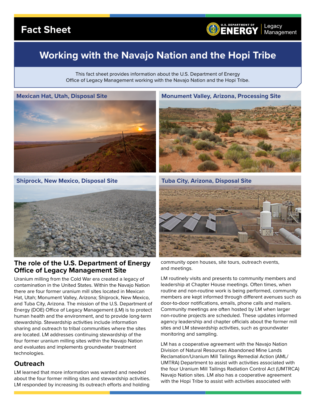 Working with the Navajo Nation and the Hopi Tribe Fact Sheet