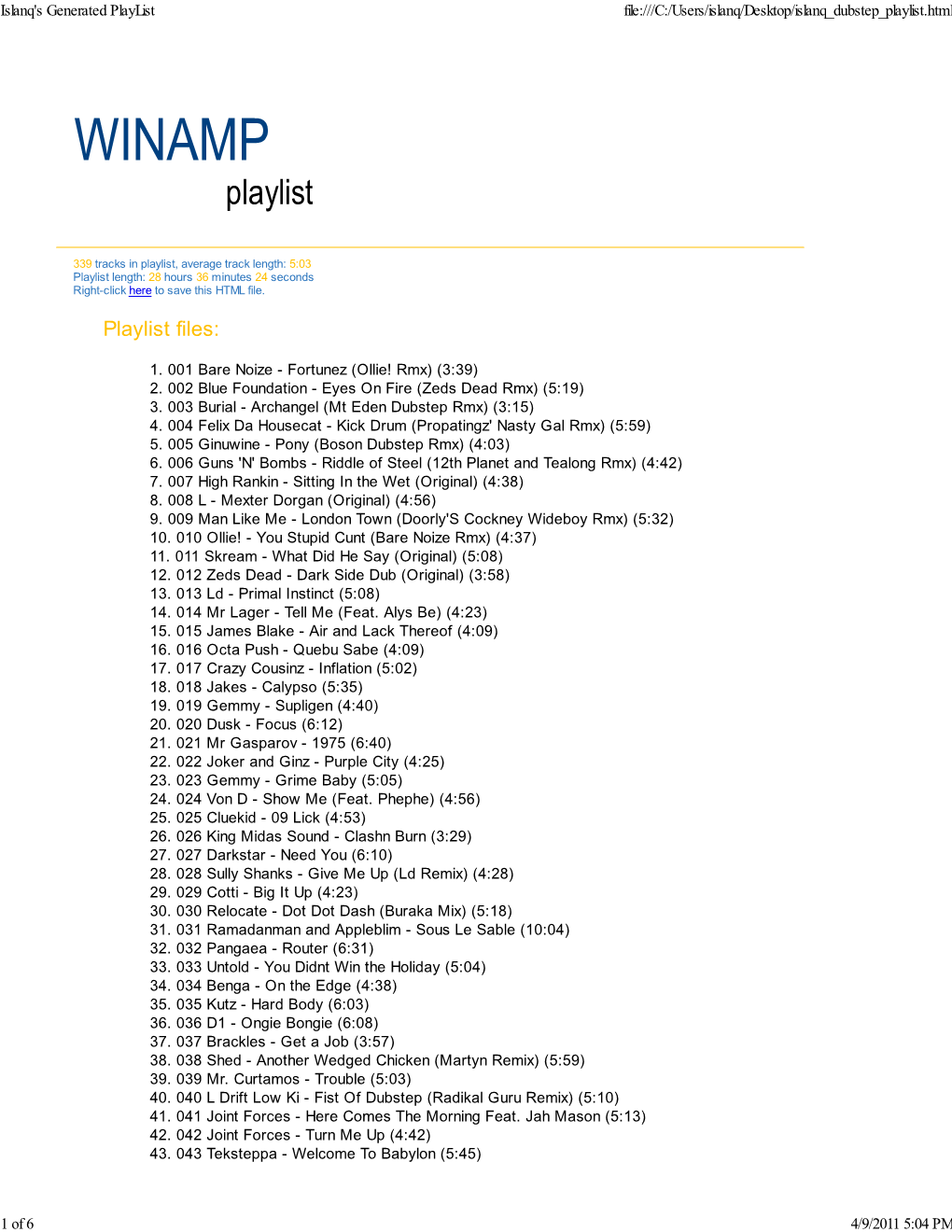 Islanq's Generated Playlist File:///C:/Users/Islanq/Desktop/Islanq Dubstep Playlist.Html