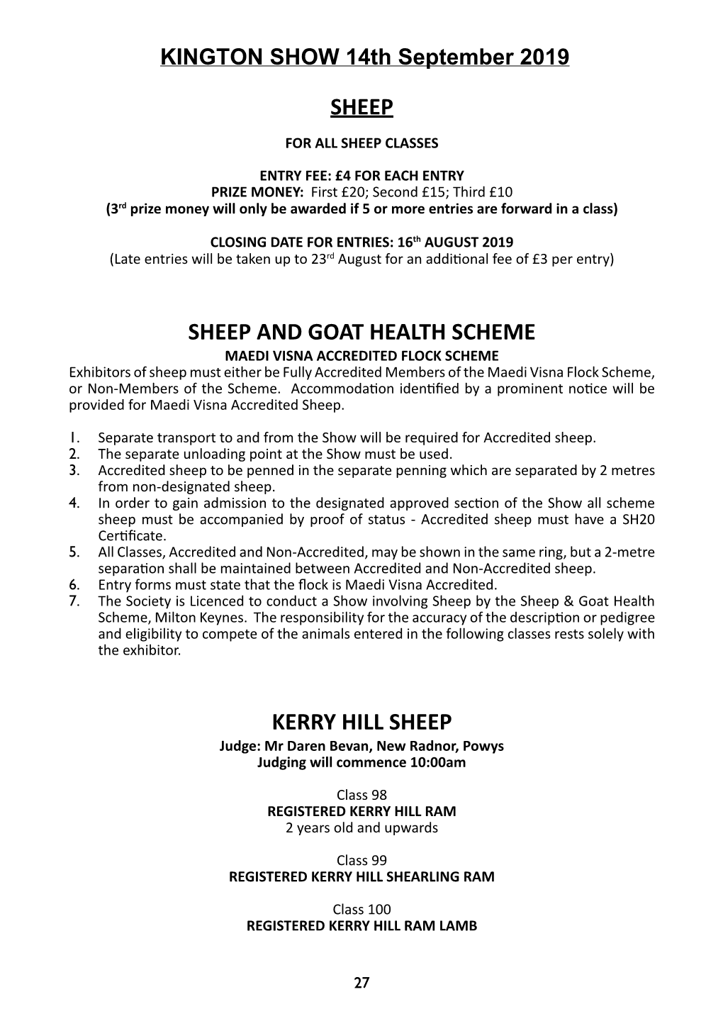 Sheep Sheep and Goat Health Scheme Kerry Hill Sheep