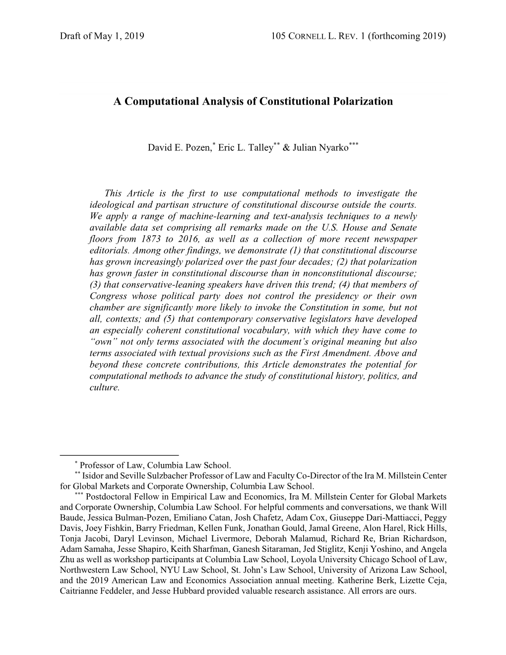 A Computational Analysis of Constitutional Polarization