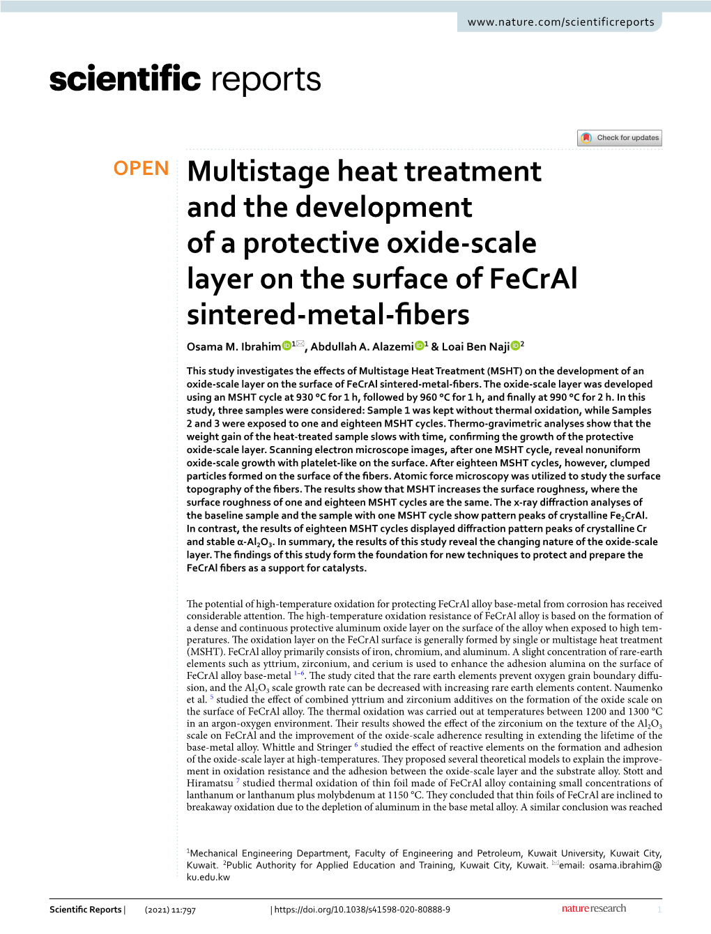 Multistage Heat Treatment and the Development of a Protective Oxide-Scale Layer on the Surface of Fecral Sintered-Metal-Fibers