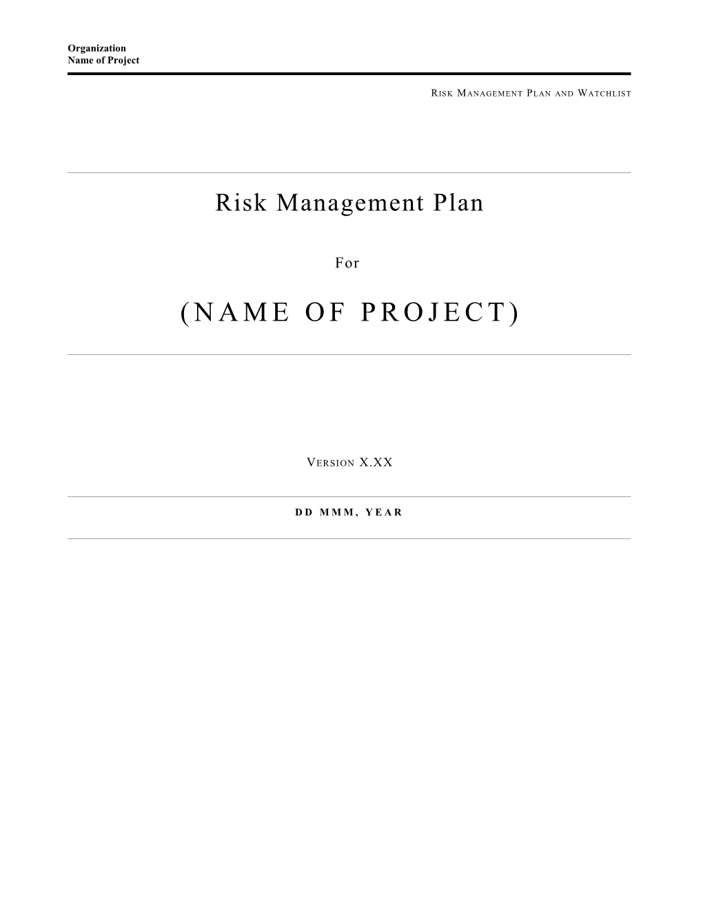 Risk Management Plan Document