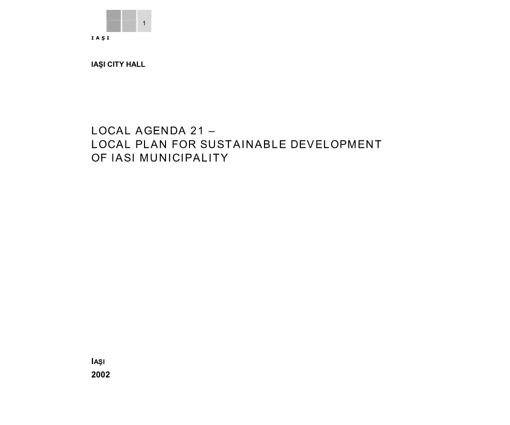 Local Agenda 21 – Local Plan for Sustainable Development of Iasi Municipality