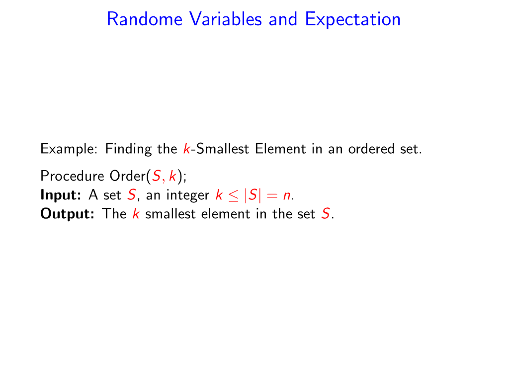 Randome Variables and Expectation