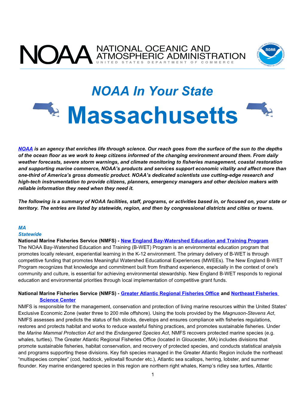 NOAA in Your State - Massachusetts