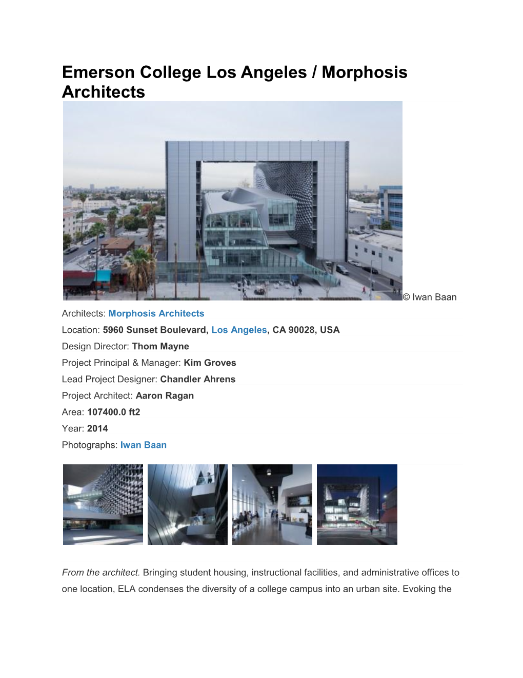 Emerson College Los Angeles / Morphosis Architects