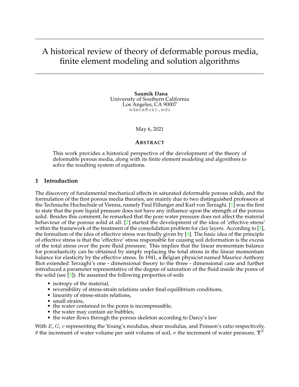A Historical Review of Theory of Deformable Porous Media, Finite