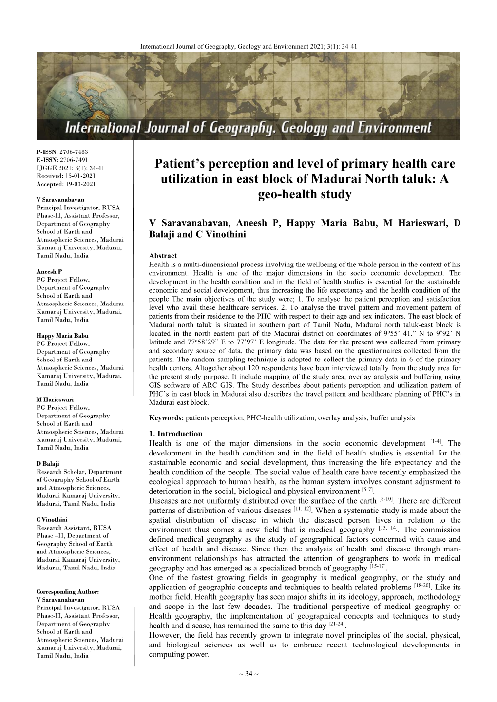 Patient's Perception and Level of Primary Health Care Utilization In