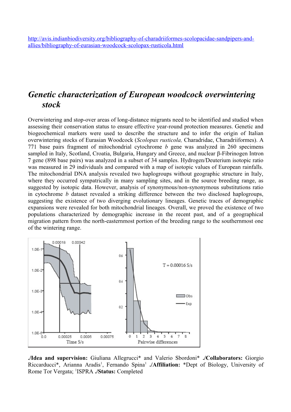 Genetic Characterization of European Woodcock Overwintering Stock