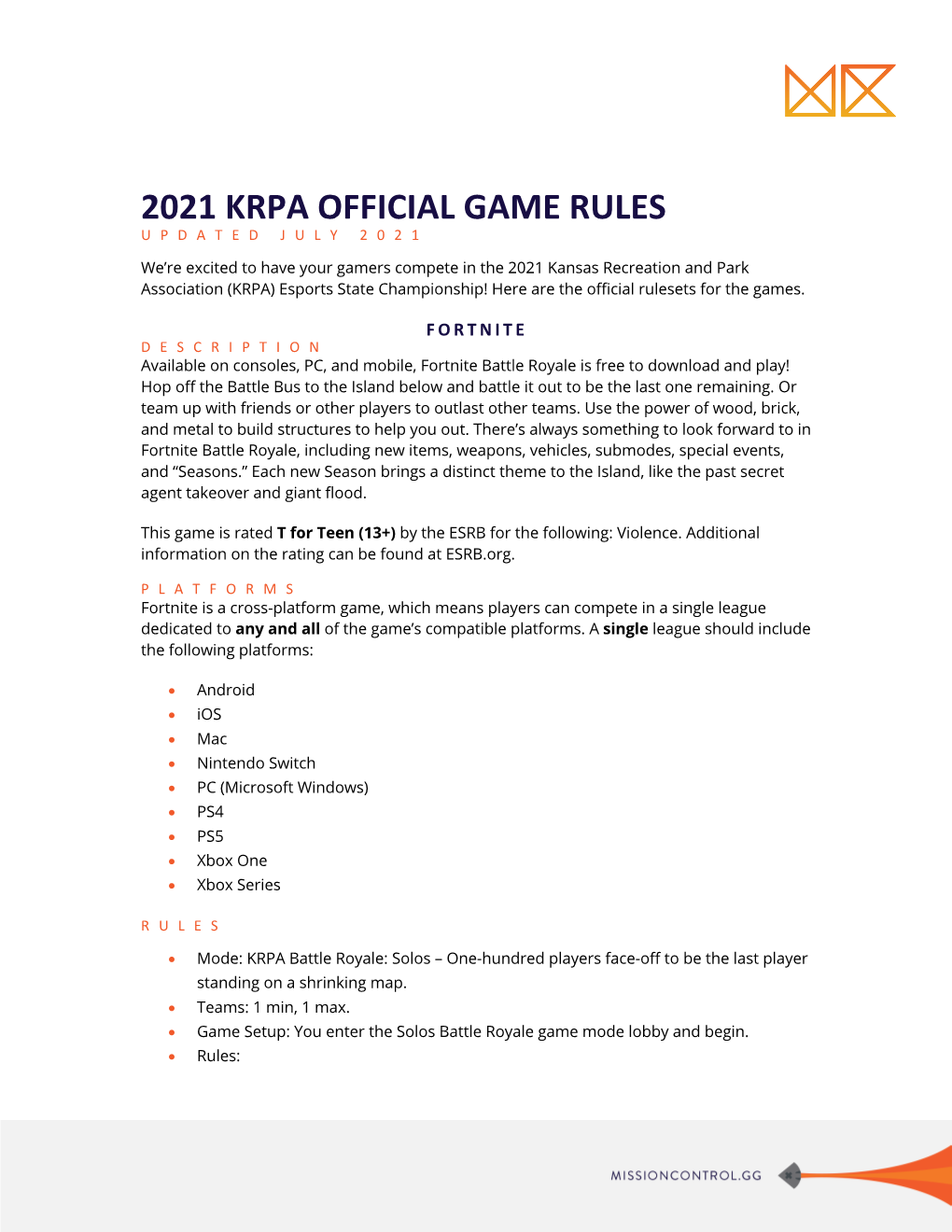 2021 Krpa Official Game Rules Updated July 2021