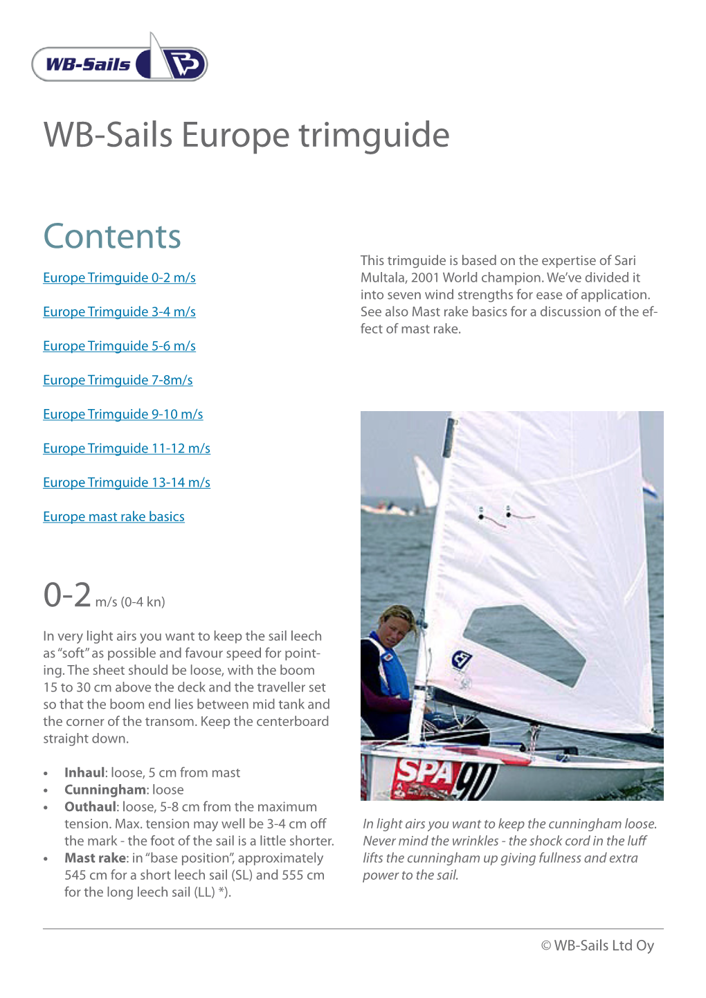 Contents WB-Sails Europe Trimguide