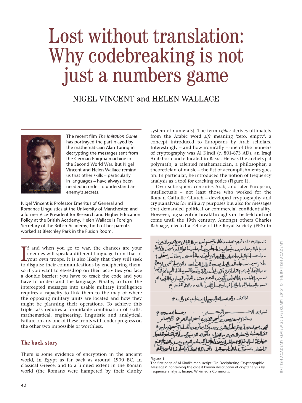 Lost Without Translation: Why Codebreaking Is Not Just a Numbers Game