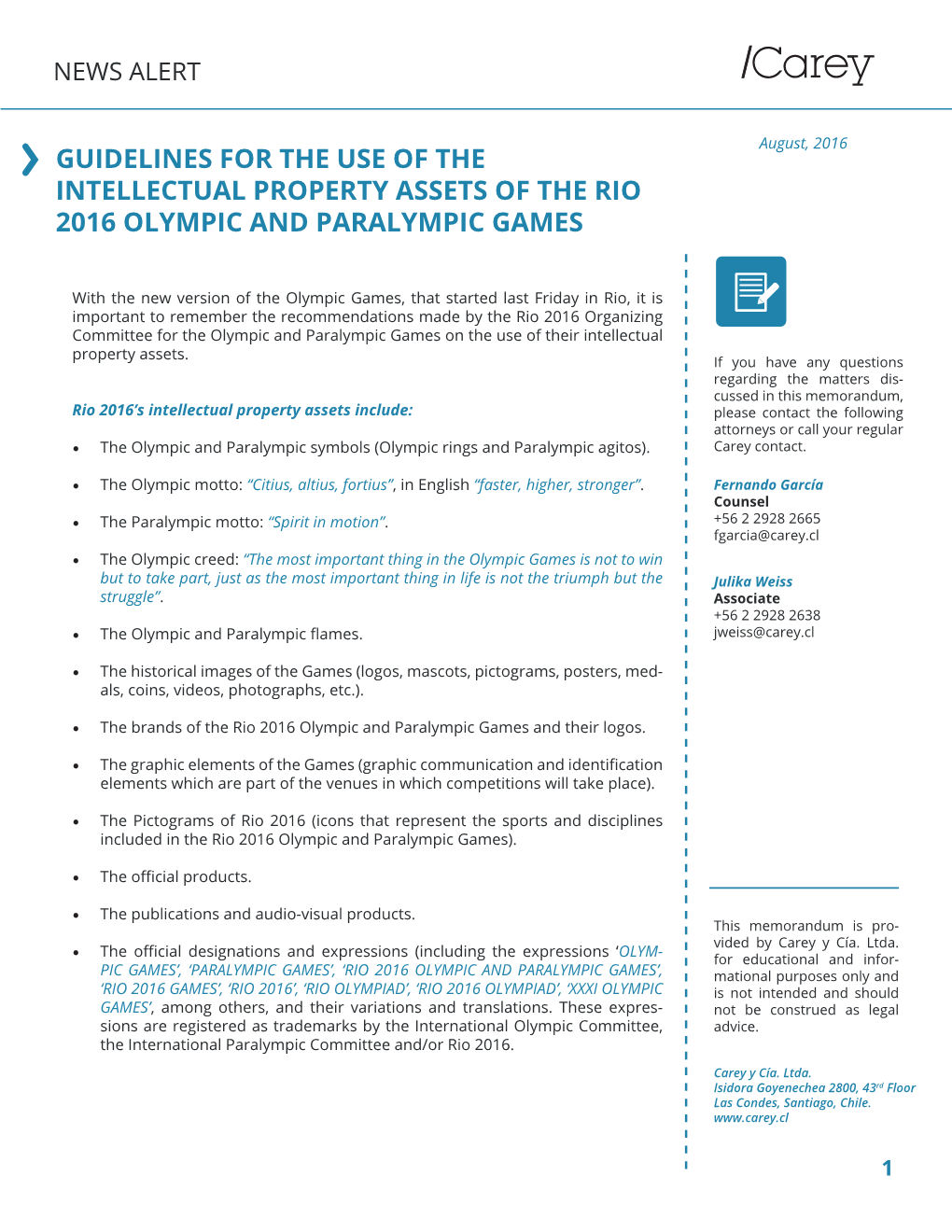 Guidelines for the Use of the Intellectual Property Assets of the Rio 2016 Olympic and Paralympic Games