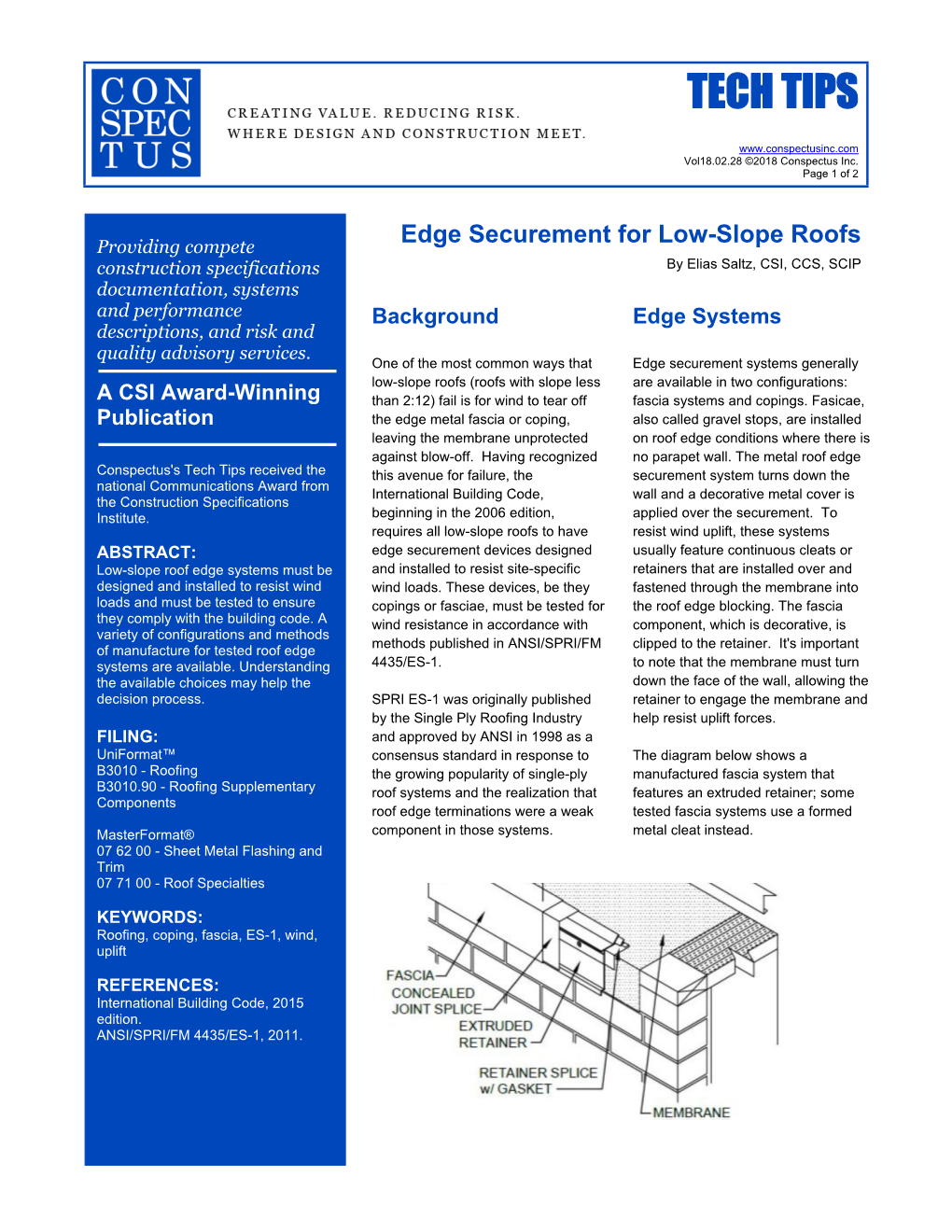 Edge Securement for Low-Slope Roofs