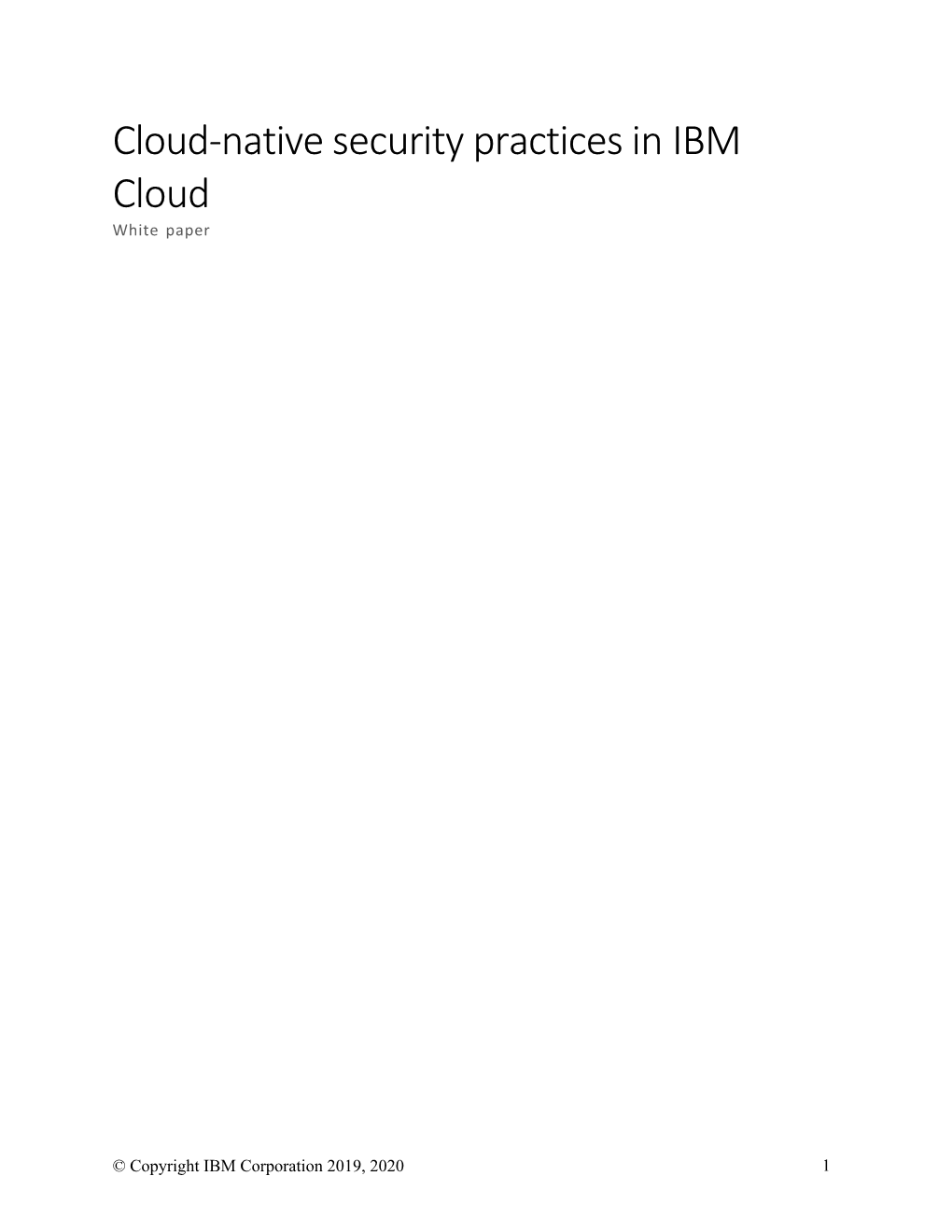 Cloud-Native Security Practices in IBM Cloud White Paper