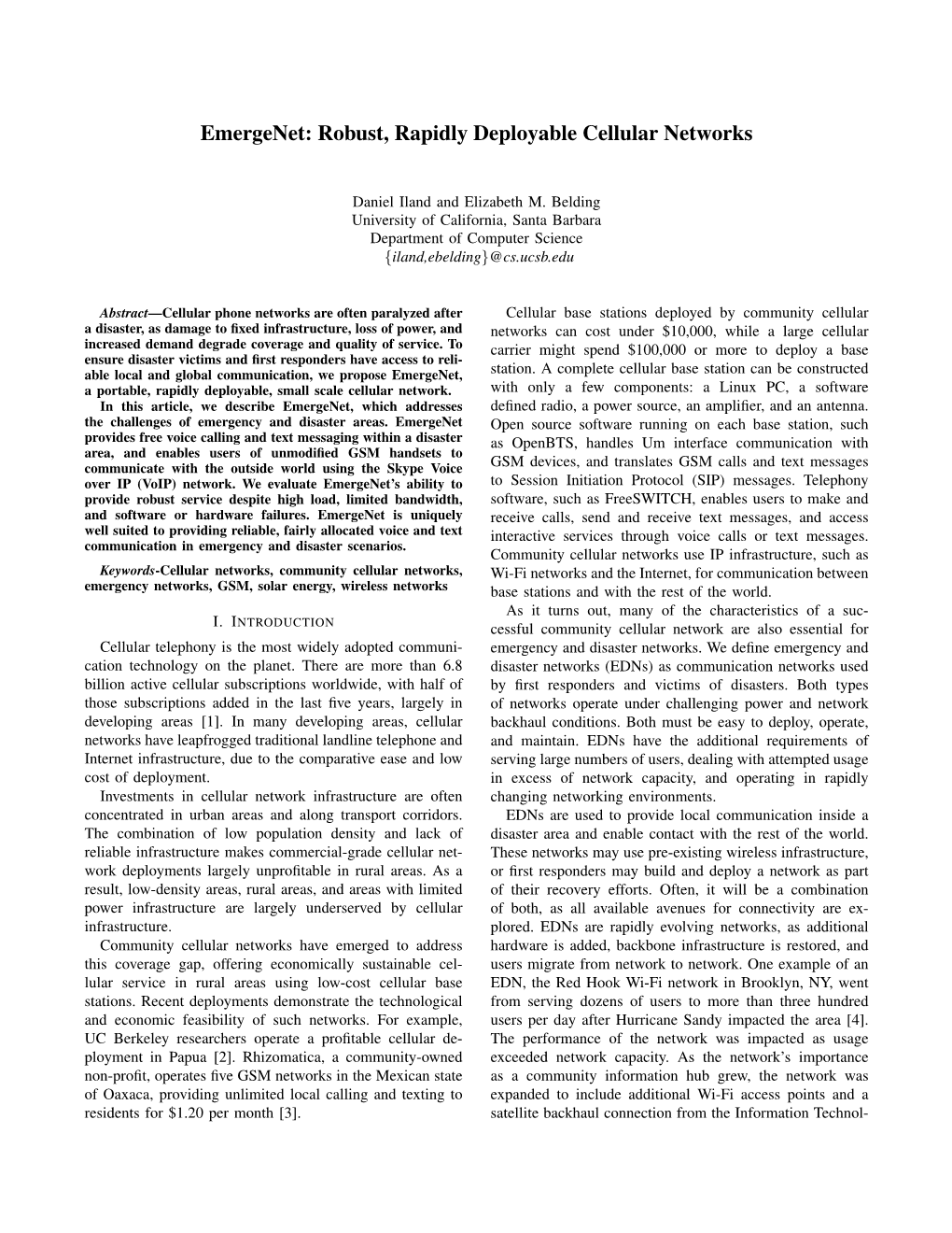 Emergenet: Robust, Rapidly Deployable Cellular Networks