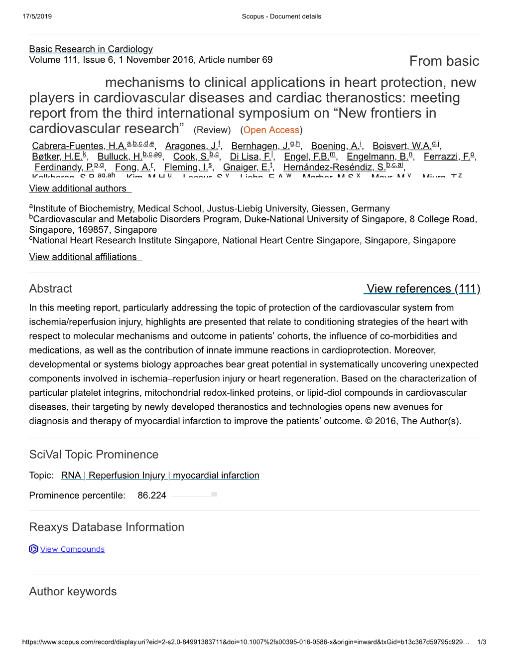 From Basic Mechanisms to Clinical Applications in Heart Protection