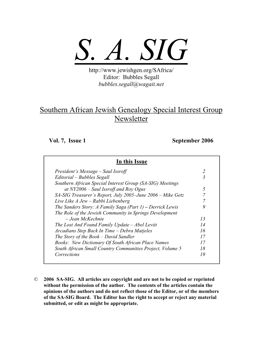 SA-SIG-Newsletter June 2005