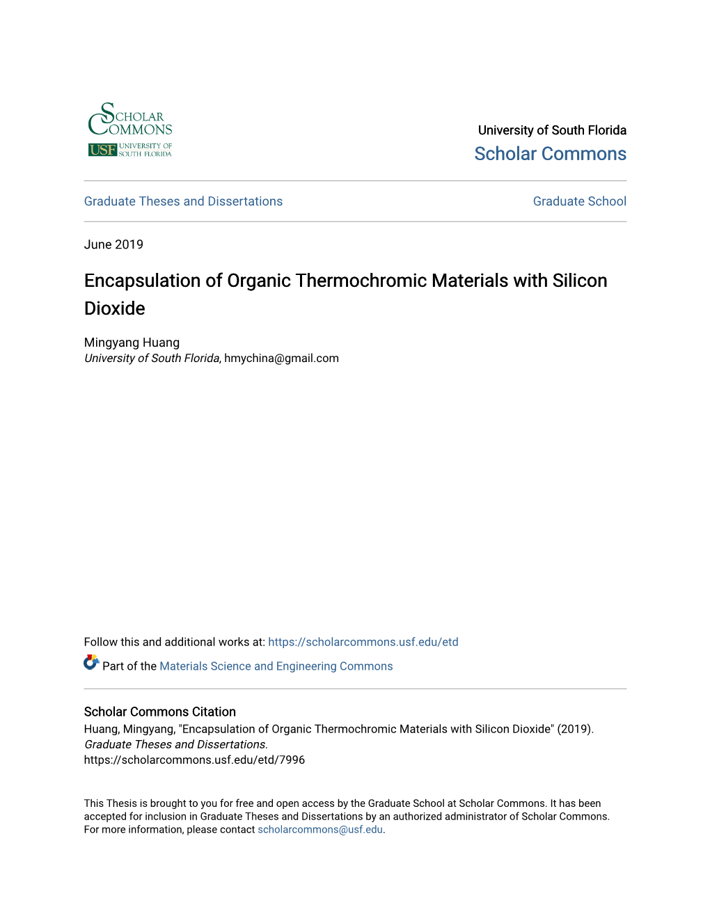 Encapsulation of Organic Thermochromic Materials with Silicon Dioxide