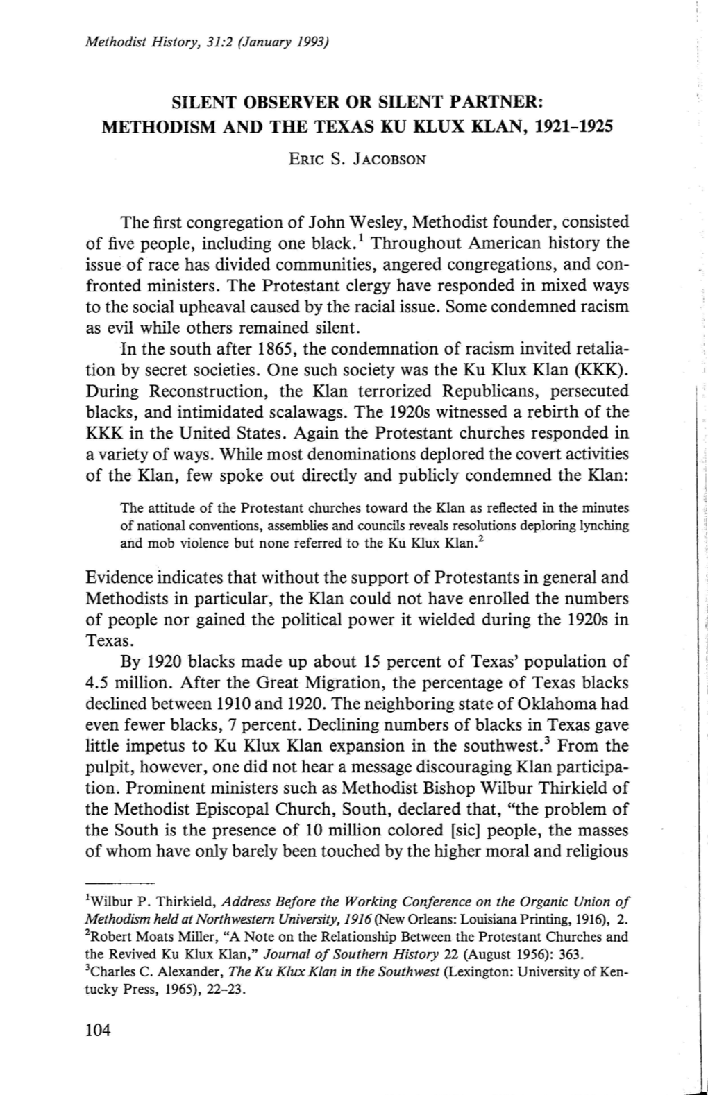 The First Congregation of John Wesley, Methodist Founder, Consisted of Five People, Including One Black