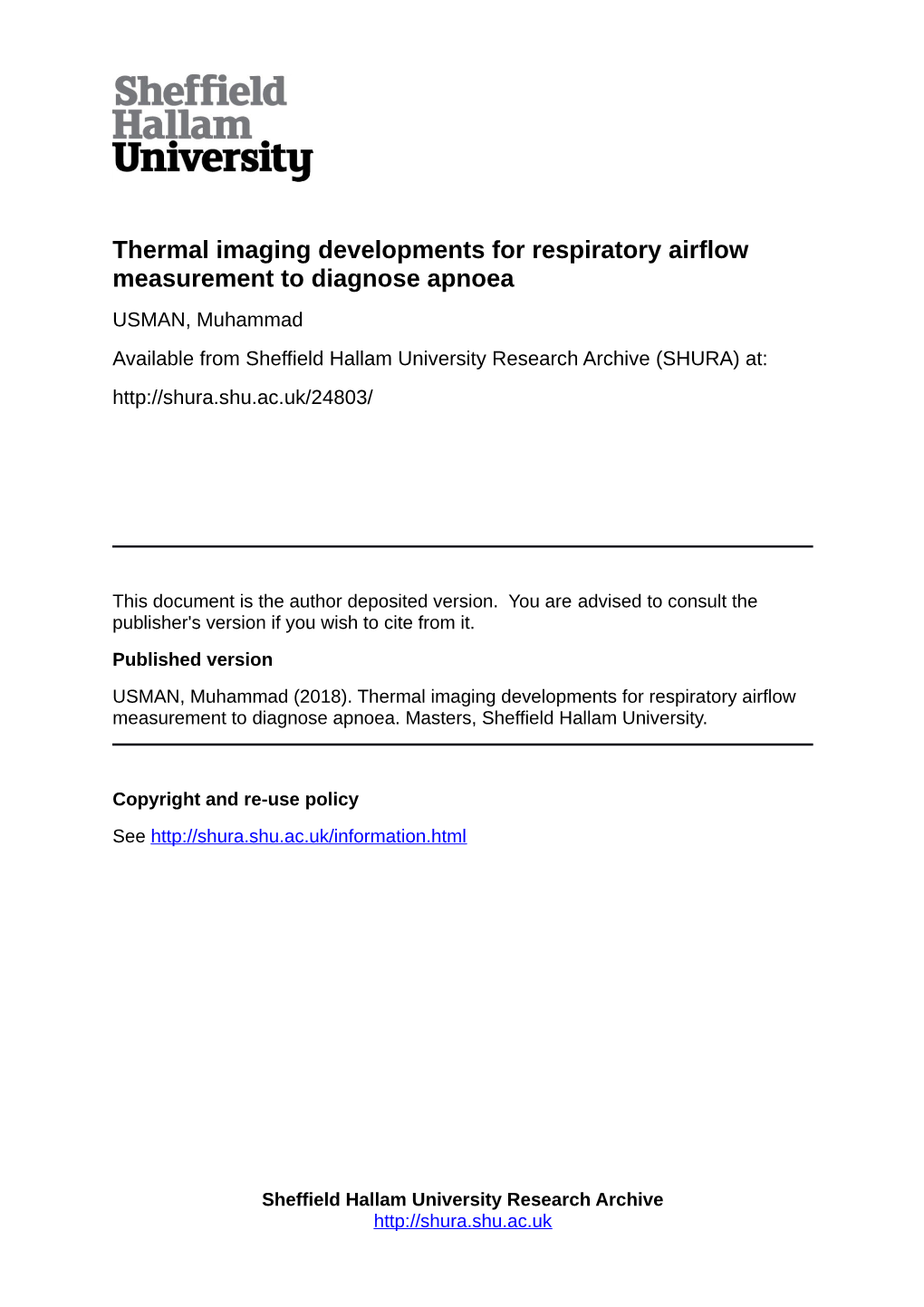Thermal Imaging Developments for Respiratory Airflow Measurement To