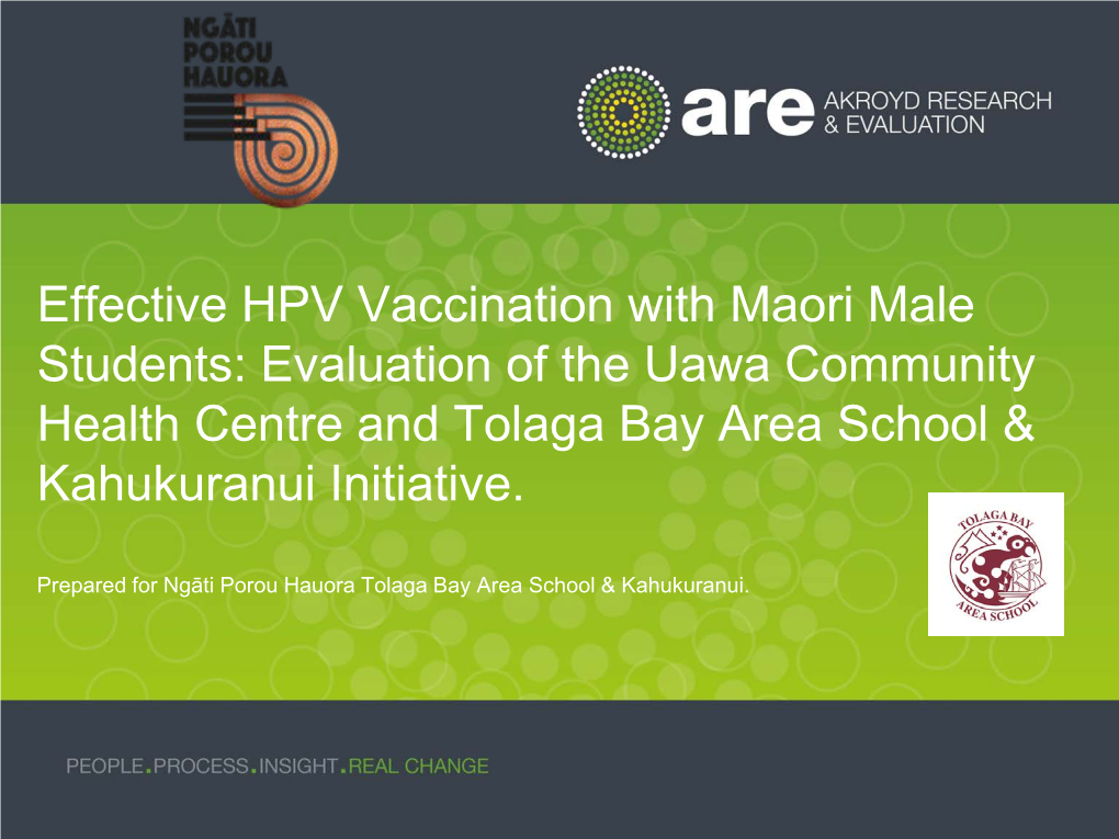 Evaluation of the Uawa Community Health Centre and Tolaga Bay Area School & Kahukuranui Initiative