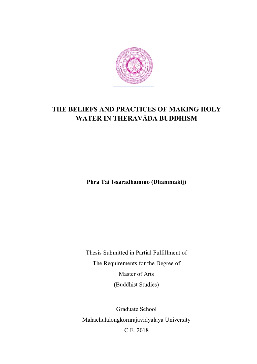 The Beliefs and Practices of Making Holy Water in Theravāda Buddhism