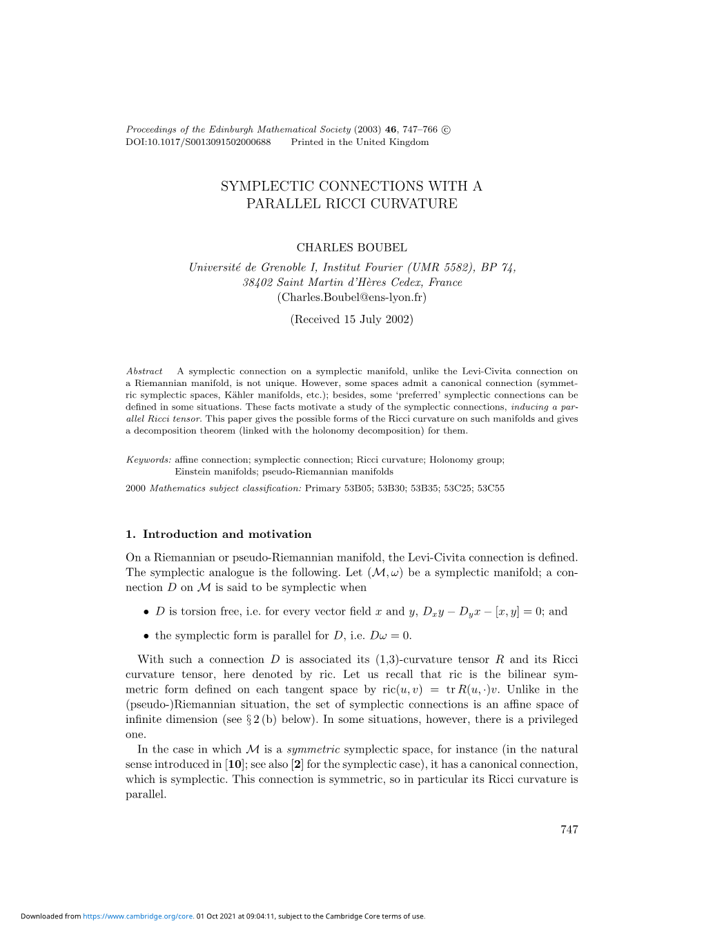 Symplectic Connections with a Parallel Ricci Curvature